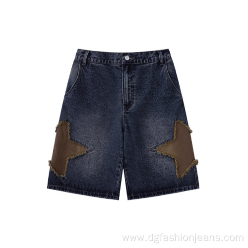 Star Paint Patch Embroidery Shorts Men